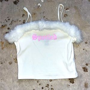 Small “spoiled” fuzzy crop top